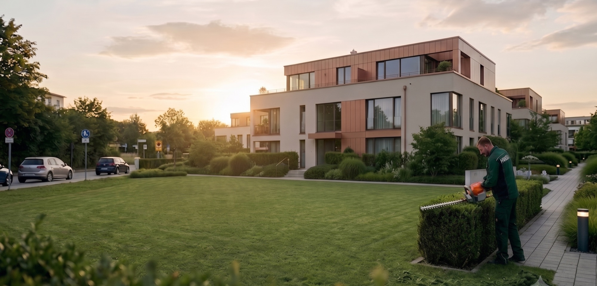 HSU24 Gartenpflege — Pflege von Rasen, Bäumen und Strauchwerk Gärtner bei der Gartenpflege