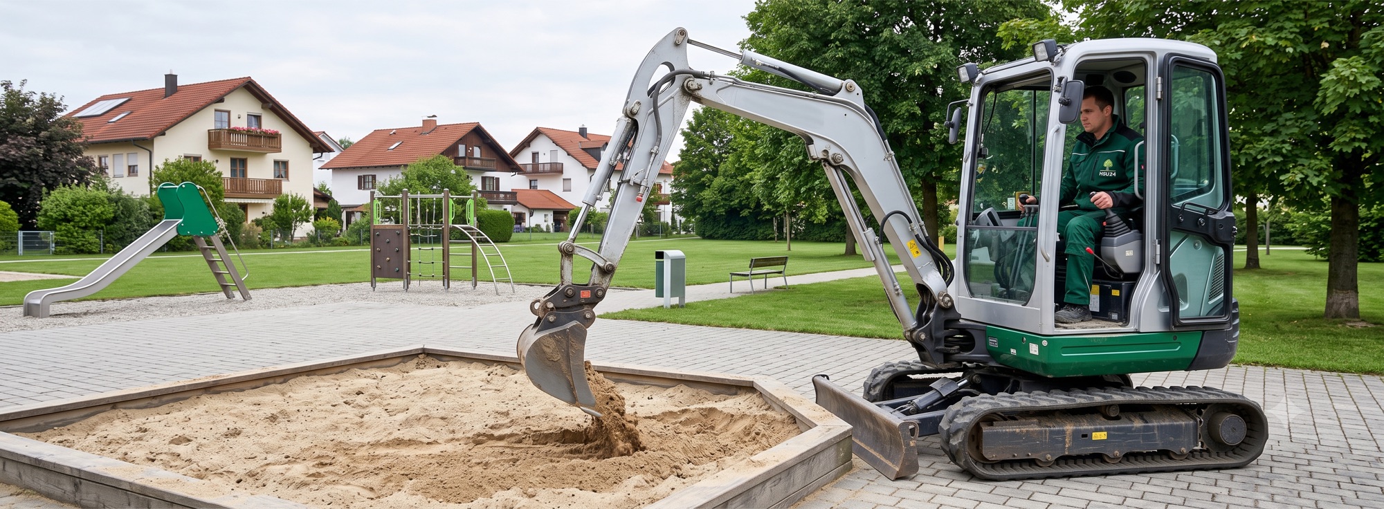 HSU24 Grünpflege — Öffentliche Grünanlage und Spielplatz Gepflegte öffentliche Grünanlage mit Spielplatz